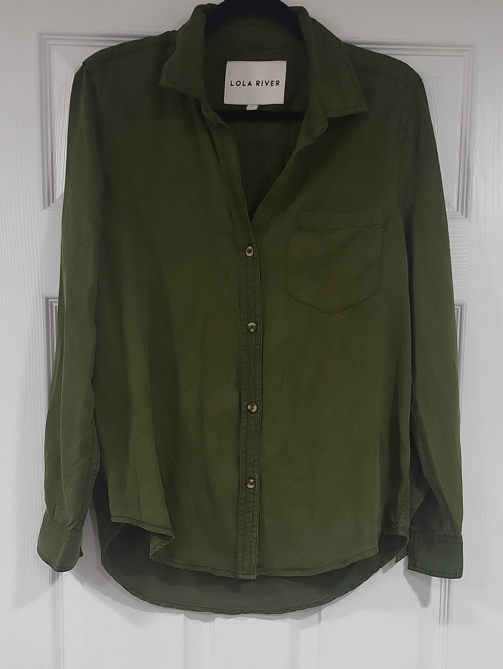 Lola River Olive Green Women's Button-Down Shirt